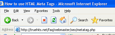 Title Meta tag in reverse bar in Web browser
